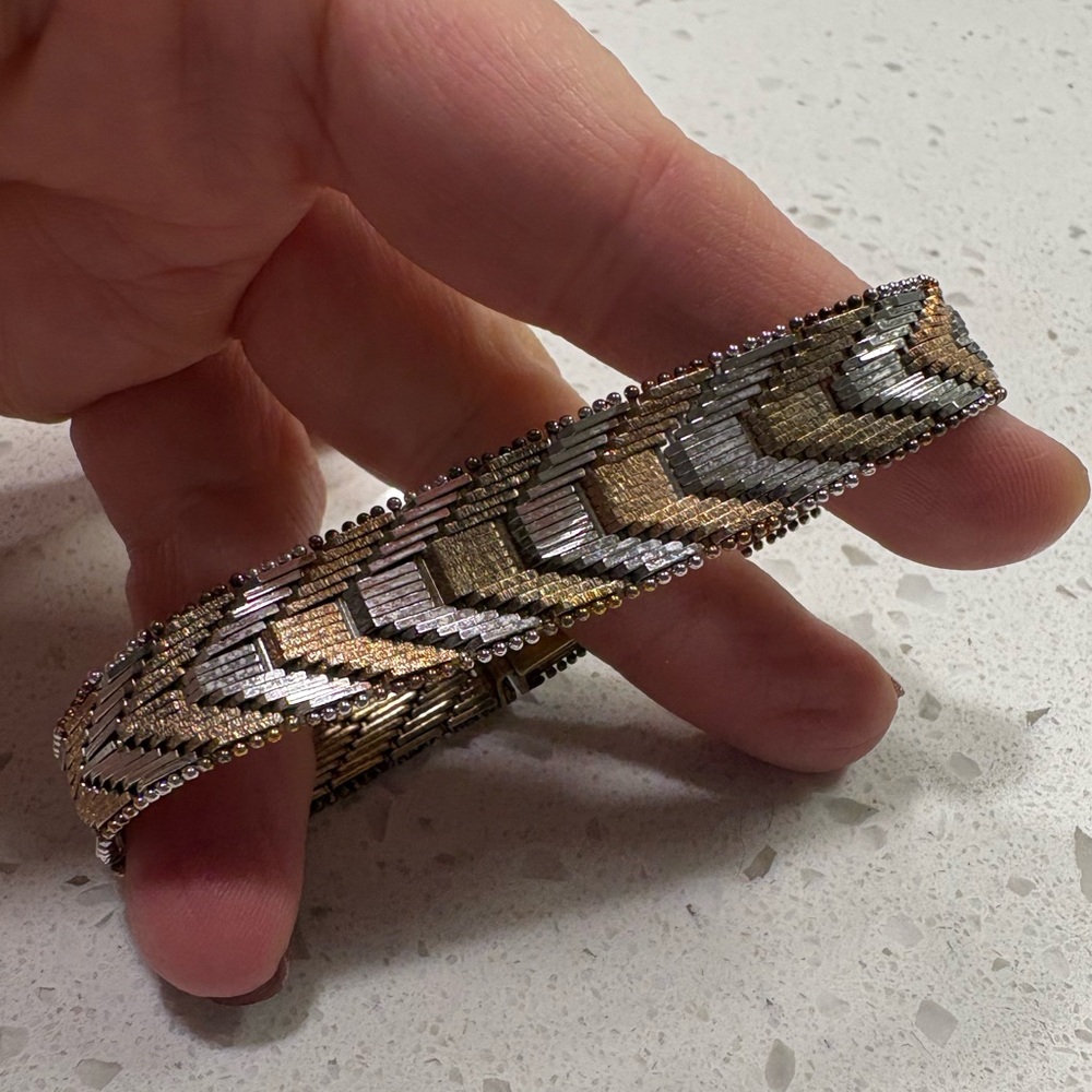 Gorgeous Vintage Italian Tri-Colored Sterling Bracelet